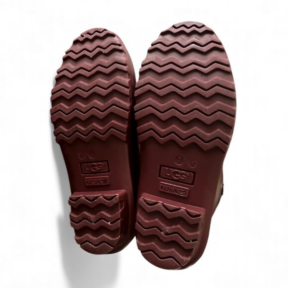 UGG Women’s Shelby Bordeaux Matte Waterproof Rain Boots Size 7 - Picture 7 of 8